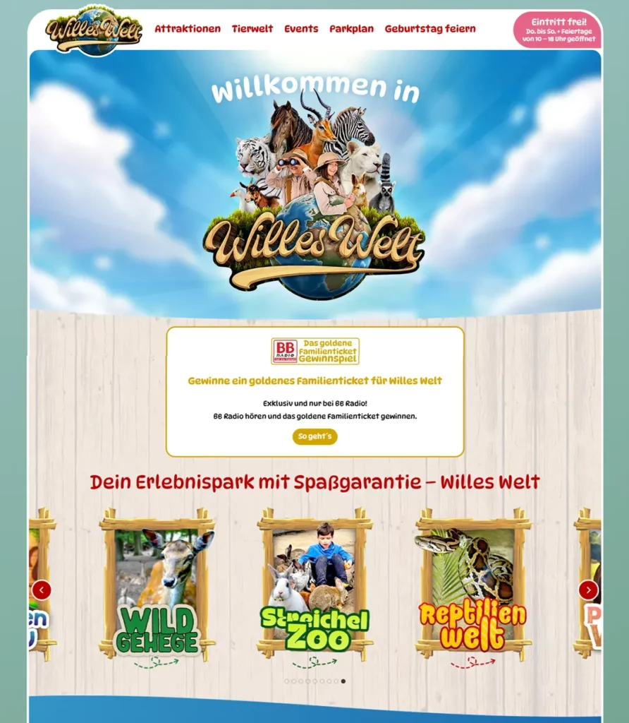 Webseite von StrausMedien für unseren Kunden Willes Welt in Müncheberg